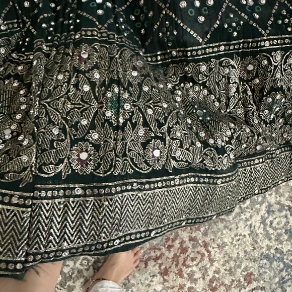 Trending heavily embroidered peplum top n skirt/lehenga with can can - Picture 8 of 13